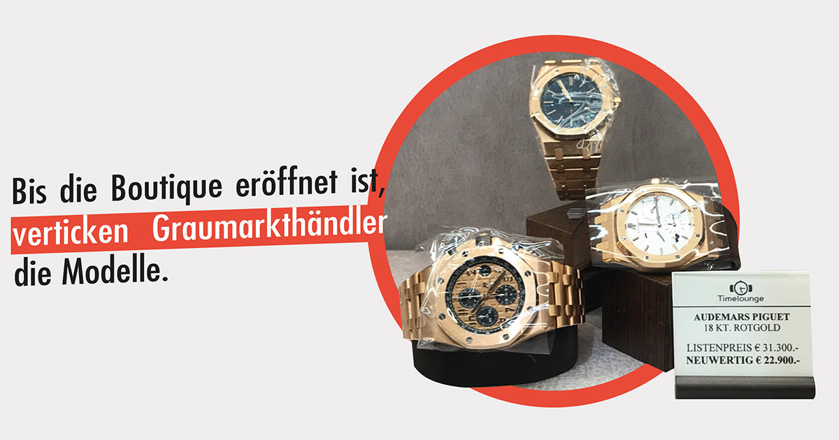 Paukenschlag: Audemars Piguet hat allen Juwelieren in Wien gekündigt. Die Boutique ist in Vorbereitung. Bis dahin werden die Uhren, die zweifelsohne nachgefragt sind, von Nichtkonzessionären wie beispielsweise dem Nobel-Secondhand-Juwelier Timelounge (Foto) erkauft.