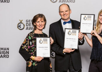 Bernd Wolf mit Frau Yvonne und Tochter Annalea beim "German Design Award 2018"