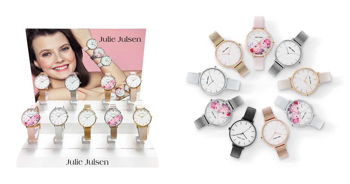 Mit einem eigenen Display können die stylischen Uhren am P.O.S. präsentiert werden.