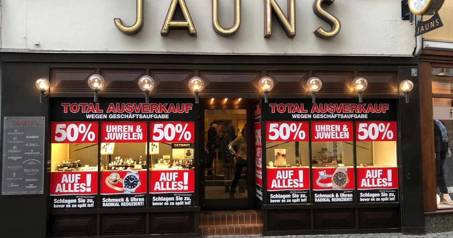 Der Ausverkauf bei Juwelier Jauns ist in vollem Gange.