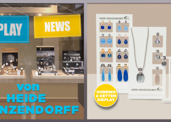 Das Ohrring-Display mit Schmuck von Heide Heinzendorff erhält der Juwelier für etwa 749 Euro.