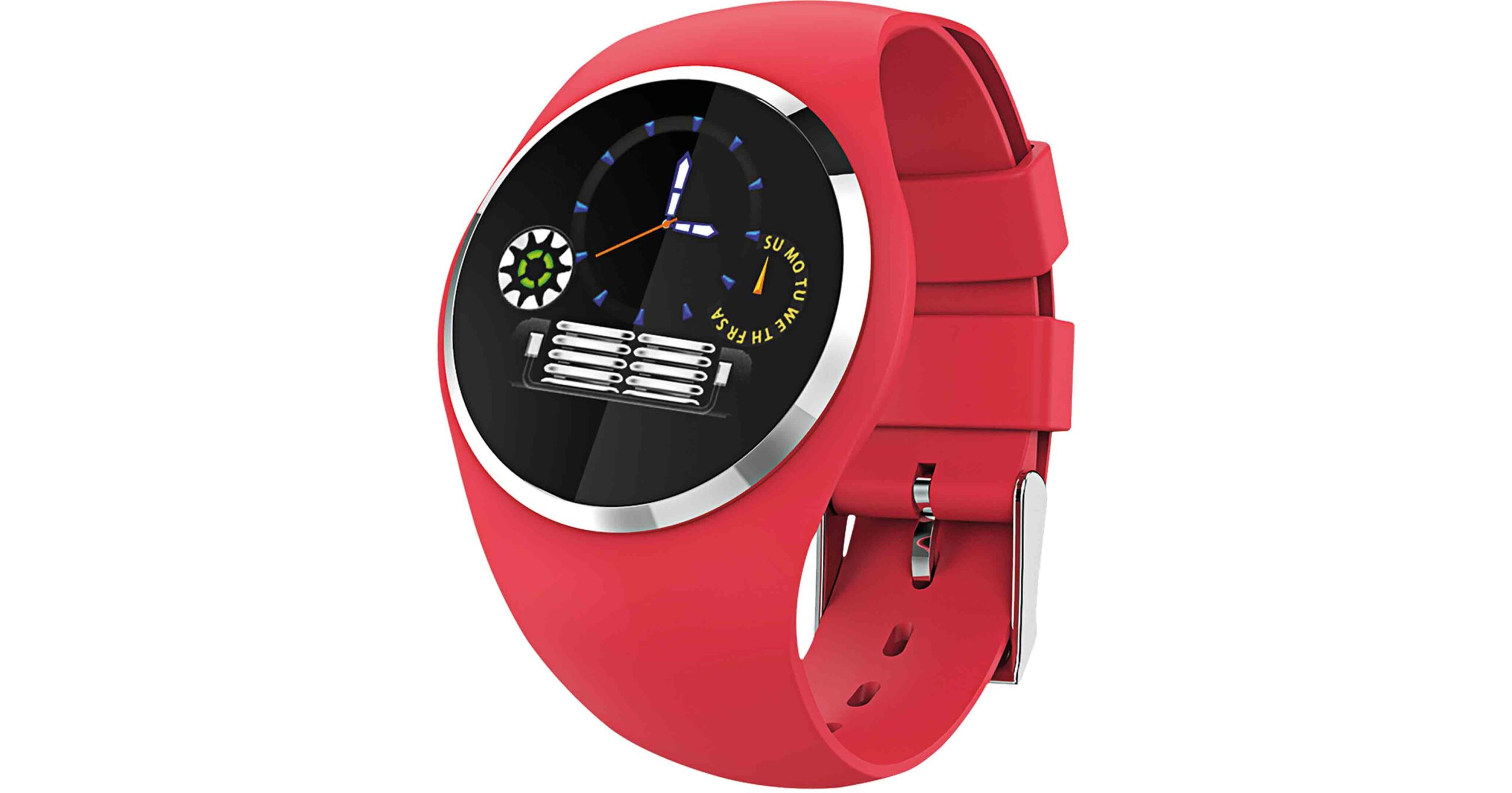 Das sportliche Smartband mit rundem Farbdisplay gibt es für 99 Euro UVP. Das Silikon-Armband ist in 5 stylischen Farben erhältlich.
