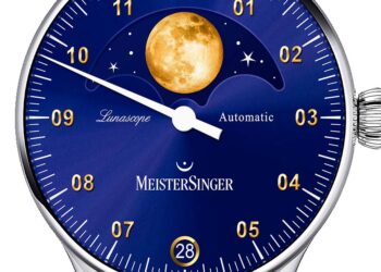 Goldener Riesen-Mond vor nachtblauem Sternenhimmel: die neue Lunascope von MeisterSinger.