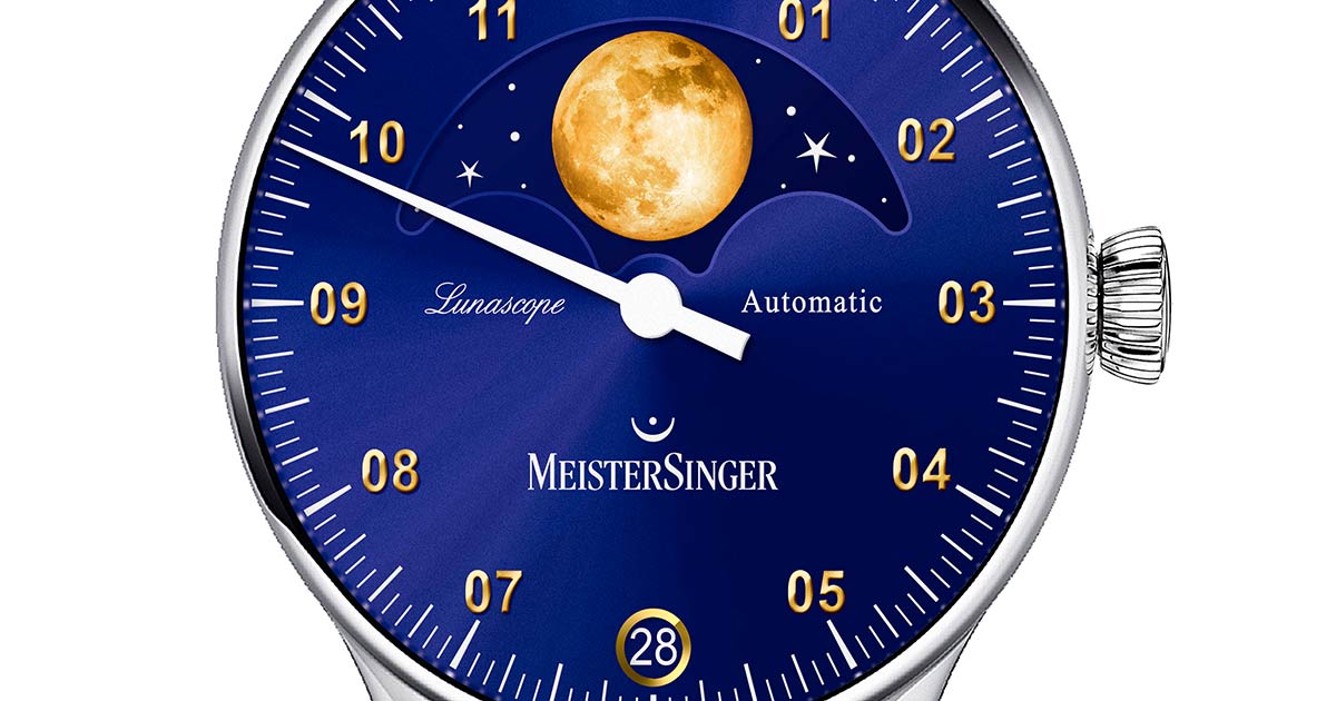 Goldener Riesen-Mond vor nachtblauem Sternenhimmel: die neue Lunascope von MeisterSinger.