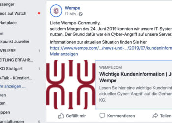 Auch auf Facebook kommunizierte Wempe den Vorfall.