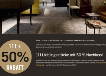 Anlässlich des Jubiläums wurden 111 Schmuckstücke um 50 % reduziert.