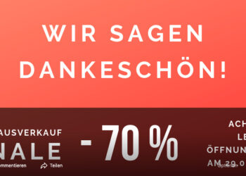 Morgen findet der letzte Tag des Räumungsverkaufs statt.