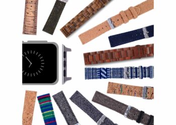 Die nachhaltigen Wechselarmbänder sind aus Holz, Kork, Stoff und Filz.