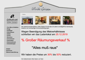 Der Ausverkauf der Goldschmiede Geisen in Köln ist bereits in vollem Gange.
