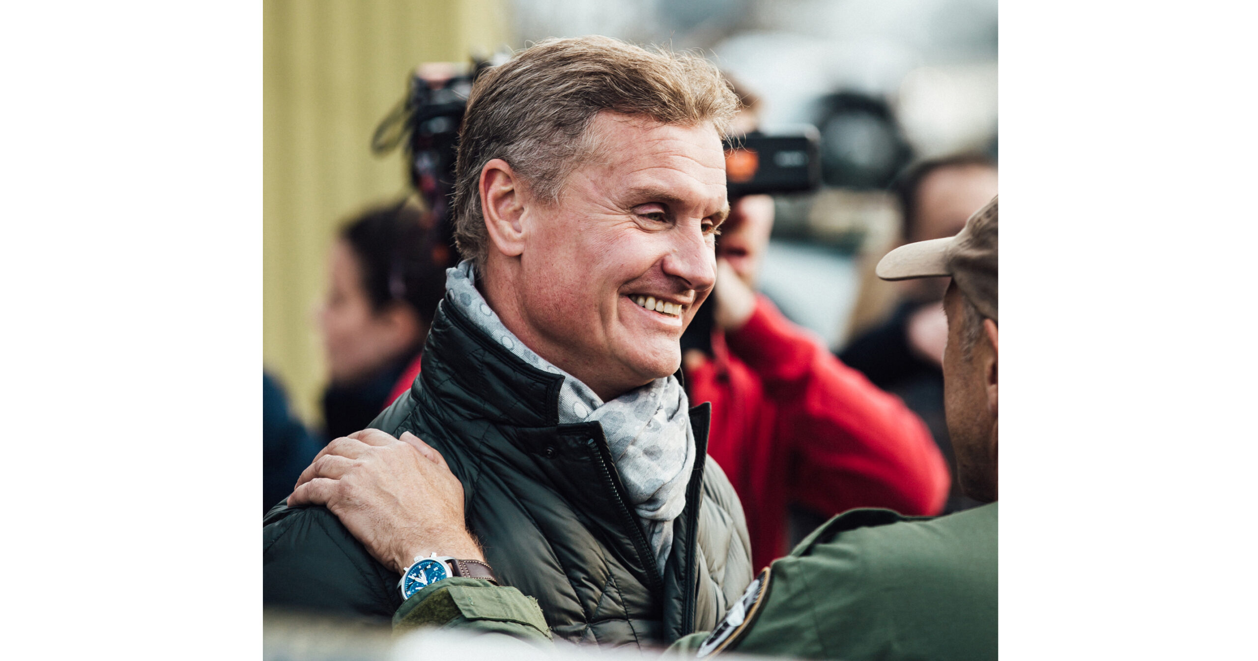 Auch IWC-Markenbotschafter David Coulthard war zu Gast, um das mutige Duo wieder in Großbritannien willkommen zu heißen.