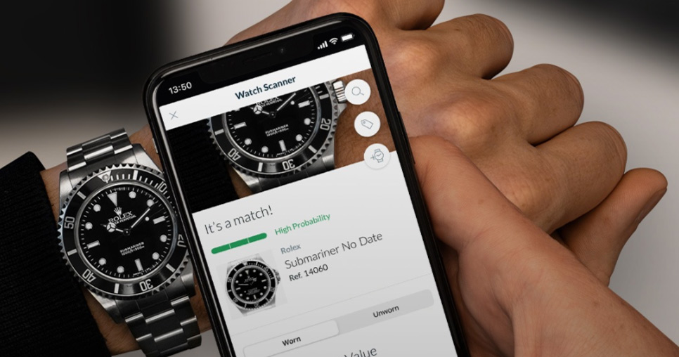 In der App von Chrono24 können Kunden ein Foto einer Uhr aufnehmen, um eine Produktsuche zu starten. Wird die Bilderkennung fündig, erhält der Nutzer Marke und Modell sowie eine Preiseinschätzung.