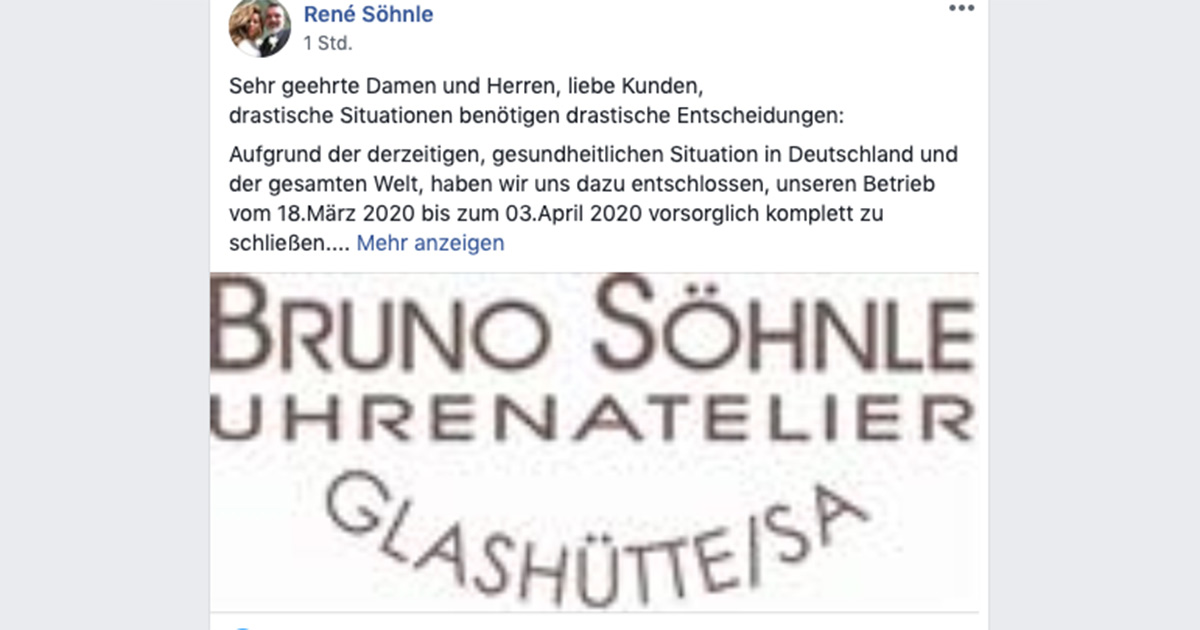 Diesen Post stellte René Söhnle heute auf Facebook in die Gruppe von "Blickpunkt Juwelier".