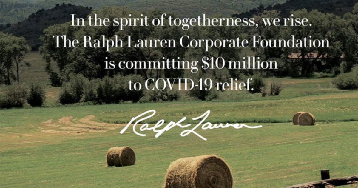 Die Spende von Ralph Lauren wurde über Instagram kommuniziert.