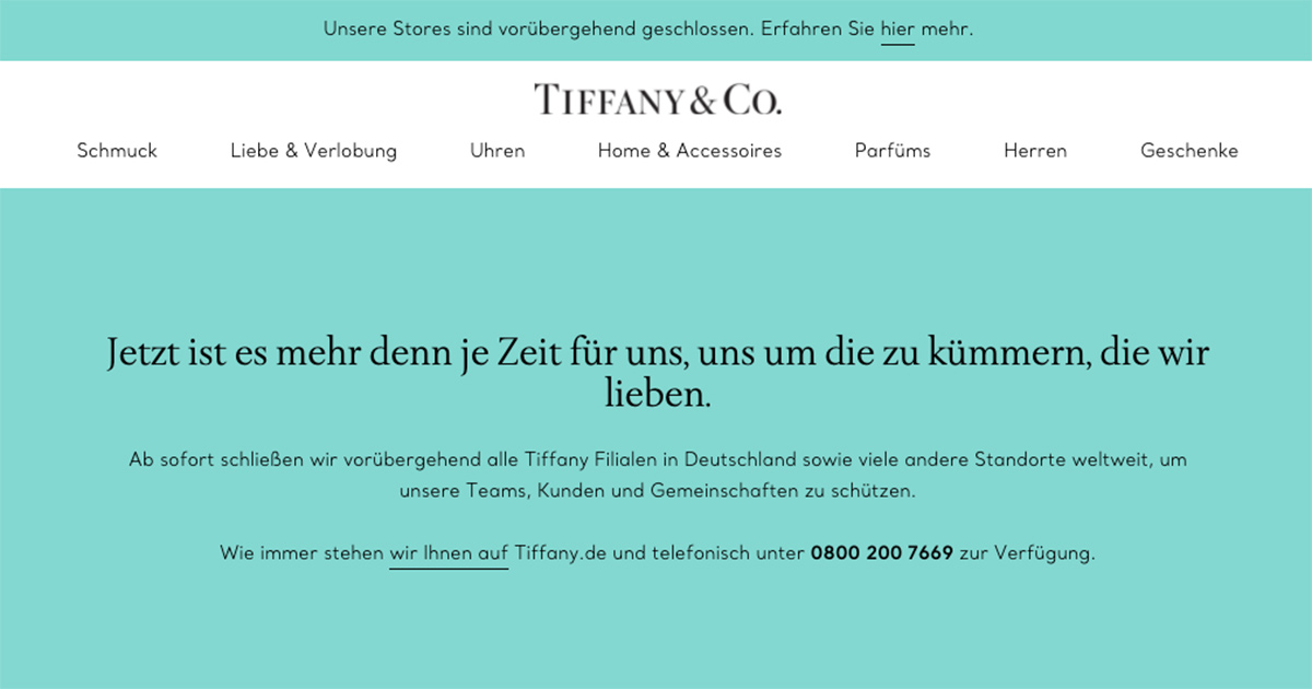 Dies steht auf der Website von Luxusjuwelier Tiffany.