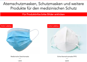 Medizinische Gesichtsmasken gibt es schon für 1,40 Euro im Rauschmayer-Shop.