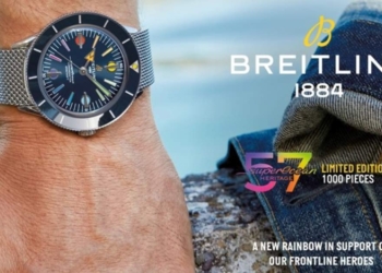 Bei der Superocean Heritage '57 Limited Edition II dreht sich alles um Farbe. Die vom Regenbogen inspirierten Highlights sind eine klare Verbindung zu dem Symbol, das die Unterstützung der Mitarbeiter des Gesundheitswesens an vorderster Front auf der ganzen Welt darstellt.