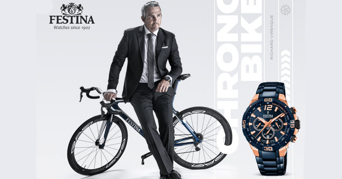 Zusammen mit Richard Virenque präsentiert Festina die neue Chrono Bike Edition 2020.
