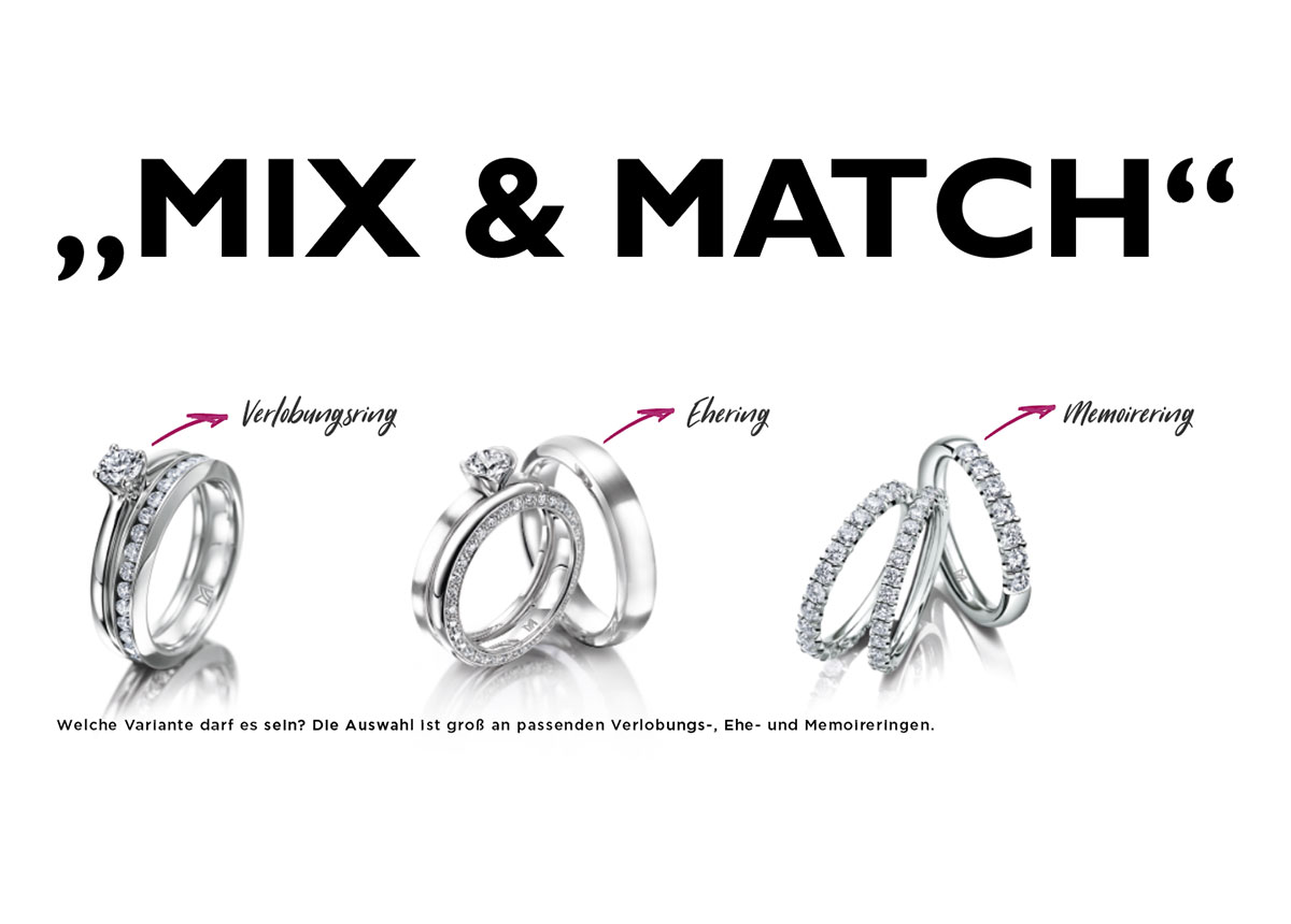 Mix_and_Match_Memoirering_Web Mit dem "Mix and Match" Prinzip lassen sich Umsatzpotenziale im Bereich Memoireringe ausschöpfen.