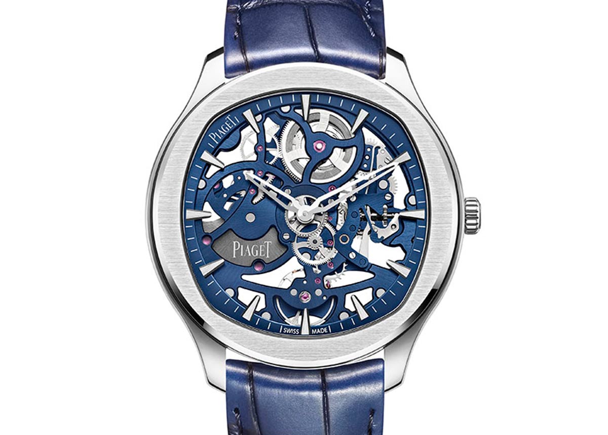 11Piaget_Polo-Skeleton-blue_G0A45004_Soldat Die Polo Skeleton ist robust und verfügt über eine Gangreserve von 44 Stunden sowie eine Wasserdichtigkeit bis 3 ATM.