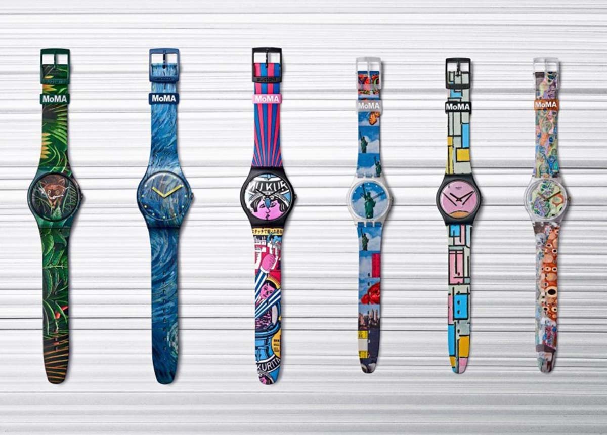 Die sechs Uhren-"Kunstwerke". (Foto: Swatch)
