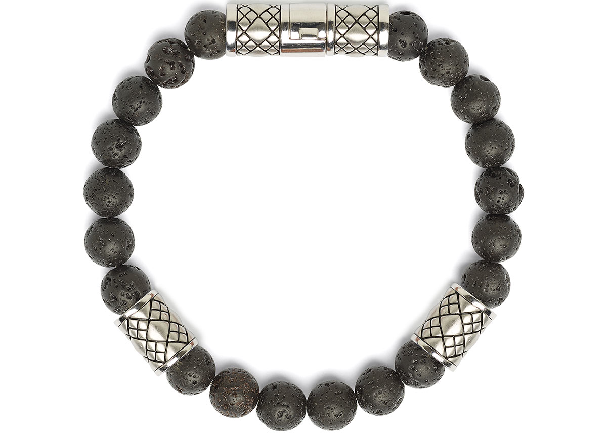 55-63072022_LOBOS_Lavastein_Artus_AK Besonders cool: Die Artus Armkette aus tiefschwarzem Lava Stein.