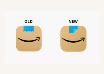 Das alte und das neue Logo. Der Grinse-Hitler ist verschwunden. (Fotos: Amazon)