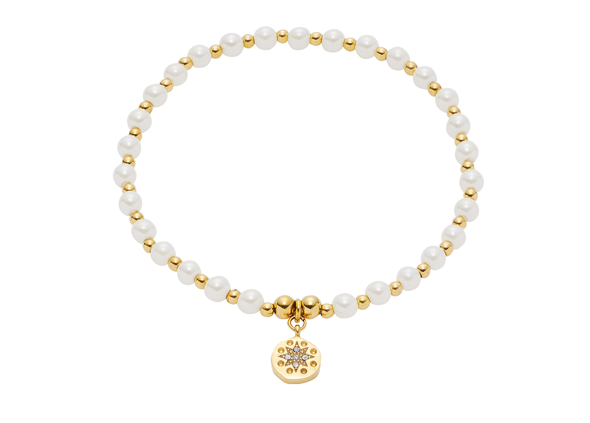 LEONARDO_34,95 Der kleine Münz-Anhänger mit Stern-Motiv und winzigen Funkelsteinchen gibt dem Armschmuck noch einen lässigen Touch (34,95 Euro VK).