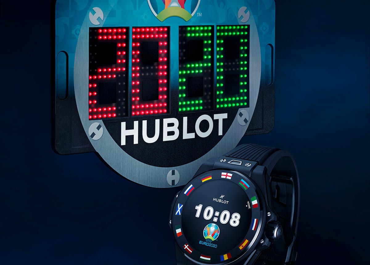 2-UEFA-EURO-2020 Die Uhr ist mit einem komplexen elektronischen Modul ausgestattet, das in Zusammenarbeit mit anderen Unternehmen der LVMH-Gruppe entwickelt wurde.