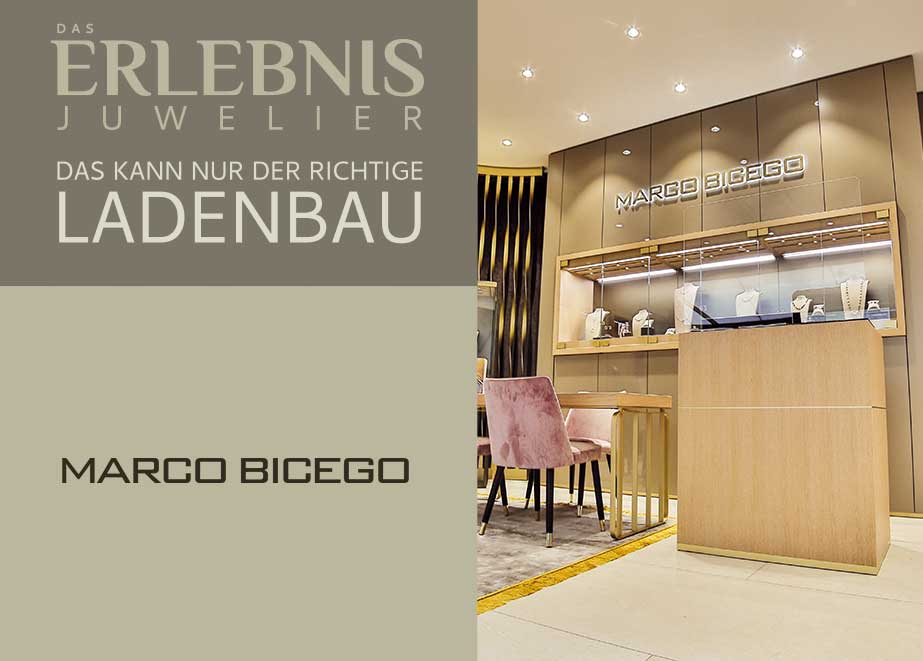 Wie bewährt sich die neue Marco Bicego-Boutique in Baden-Baden im Alltag für Juweliere und Verkäufer? Wir haben nachgefragt – und bereits das Lieblingsdetail des Teams gefunden. Es ist die Wandverkleidung (Foto rechts), eine XXXXL-Version des zehnreihigen Armreifs aus der Marrrakech-Kollektion.