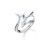 Ring aus 925 Sterling-Silber in Delfin-Design mit Steinbesatz in Blautönen. © Thomas Sabo