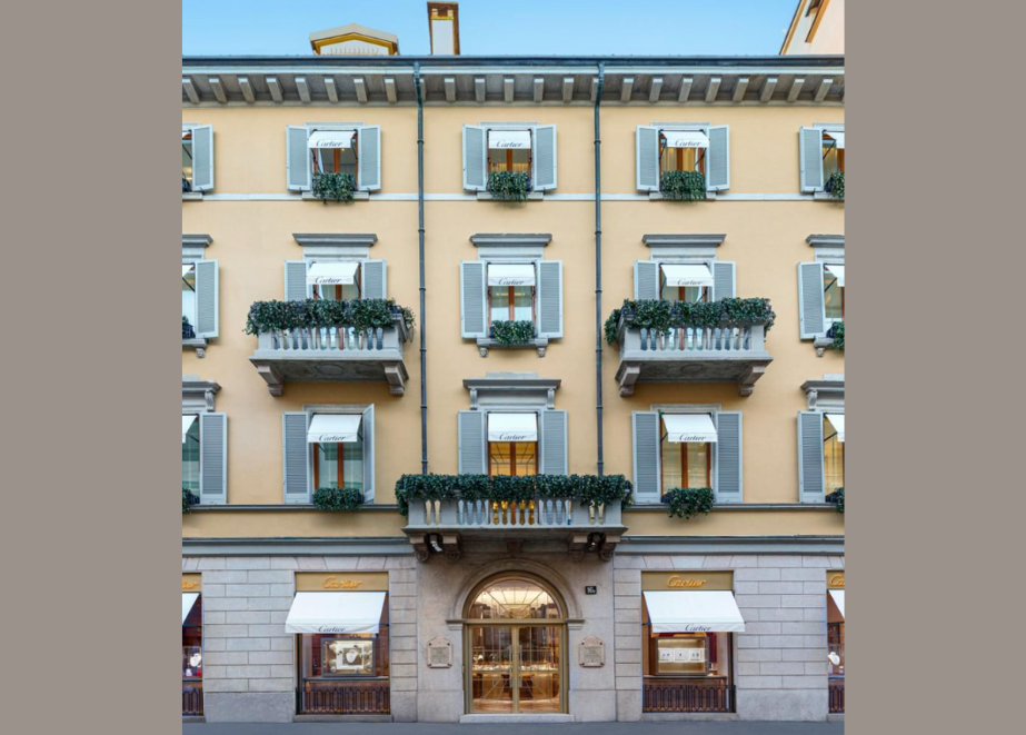 Freundlich und mit italienischem Charme: Die Store-Front von Cartier in Mailand. © Cartier