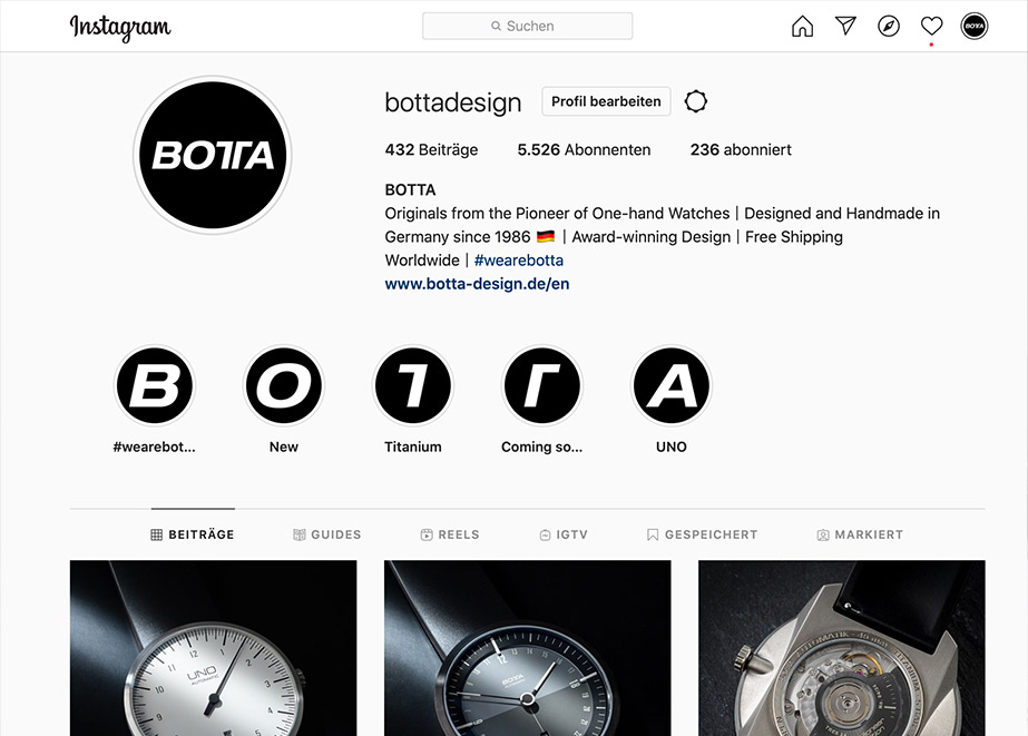 Neustart auf Instagram: Der Uhrenhersteller Botta aus Königstein bei Frankfurt/M. wurde nach eigenen Angaben erpresst.