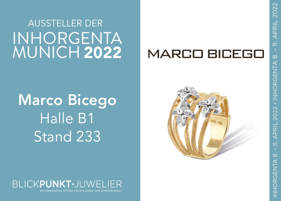 Besuchen Sie Marco Bicego auf der Inhorgenta in Halle B1, Stand 233.