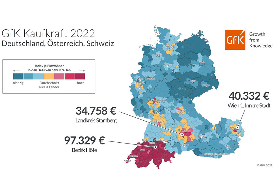 Hier steckt das Geld: In der Schweiz am Zürichsee, in Österreich in Wien und in Deutschland am Starnberger See.