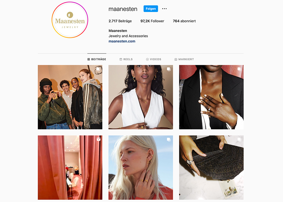 Das Instagram-Profil von Maanesten zeigt die Instagramability der Marke. © Screenshot Instagram Maanesten