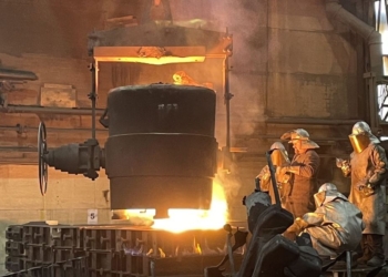 PuReSteel wird bei Stadler Stahlguss in Biel aus regional gesammeltem Metall und mit CO2 neutralem Strom aus Wasserkraft hergestellt. © Thyssenkrupp Materials