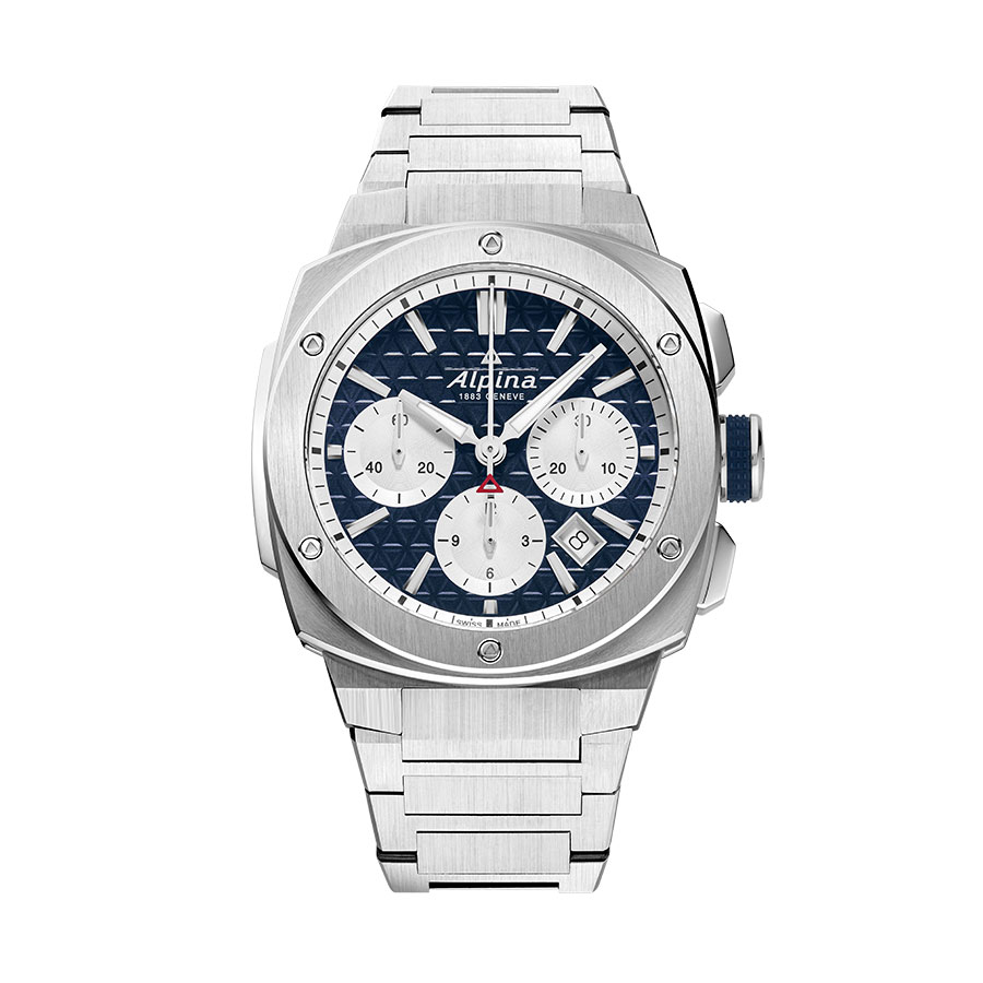 Alpiner Extreme Chronograph Automatic, Referenz AL-730NS4AE6B, mit Zifferblatt in Blau. © Alpina