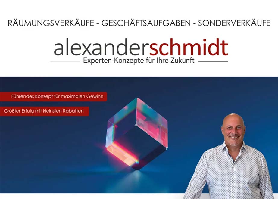 Alexander Schmidt Räumungsverkauf Sonderverkauf Aktion Rabatte
