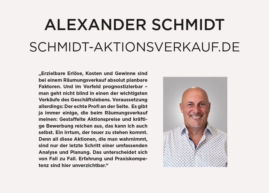 Alexander Schmmidt Räumungsverkauf