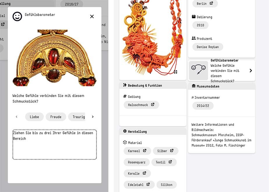 Schmuckmuseum Pforzheim digitale Sammlung Gefühlsbarometer