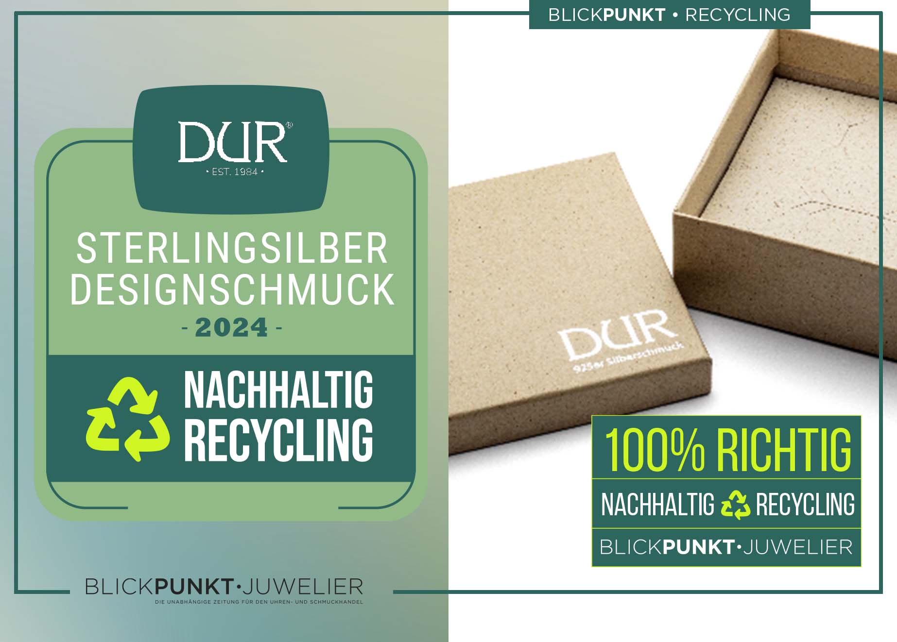 Dur nachhaltige Verpackung Recycling Silberschmuck