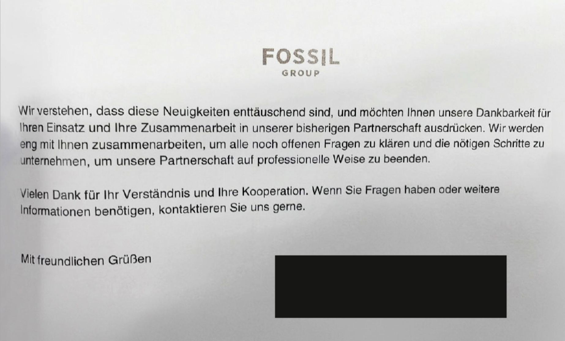 Kündiungsschreiben Fossil