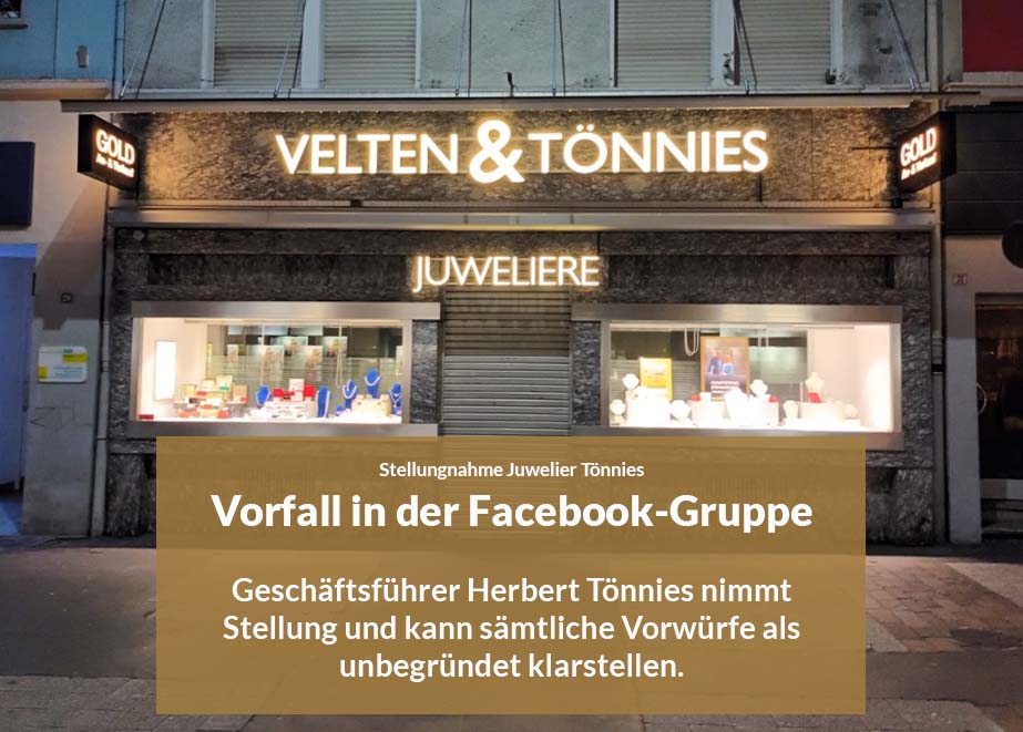 Juwelier Tönnies Facebook Vorfall Stellungnahme