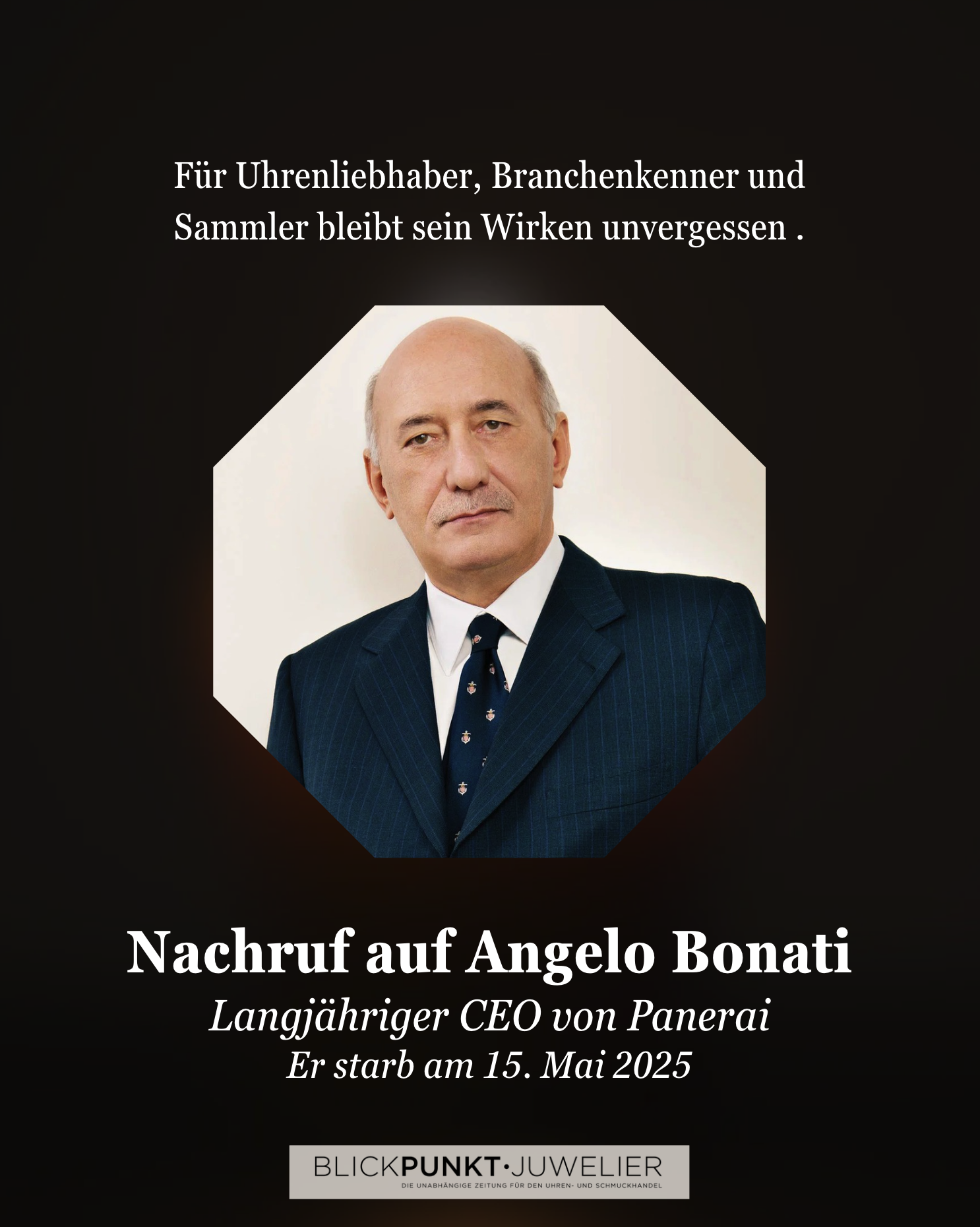 Angelo Bonati Panerai verstorben