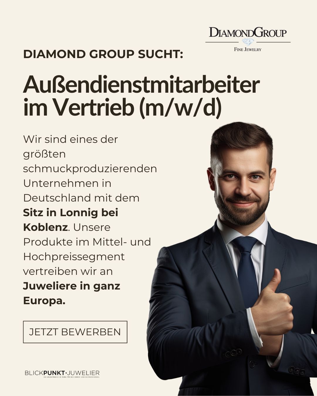 Diamond Group Außendienst Mitarbeiter Job Stellenangebot