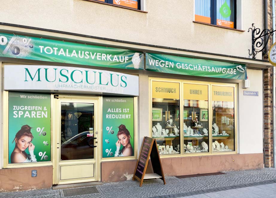 Juwelier Musculus Lübben Geschäftsaufgabe Alexander Schmidt Totalabverkauf Juwelier Musculus Lübben Geschäftsaufgabe Alexander Schmidt Totalabverkauf