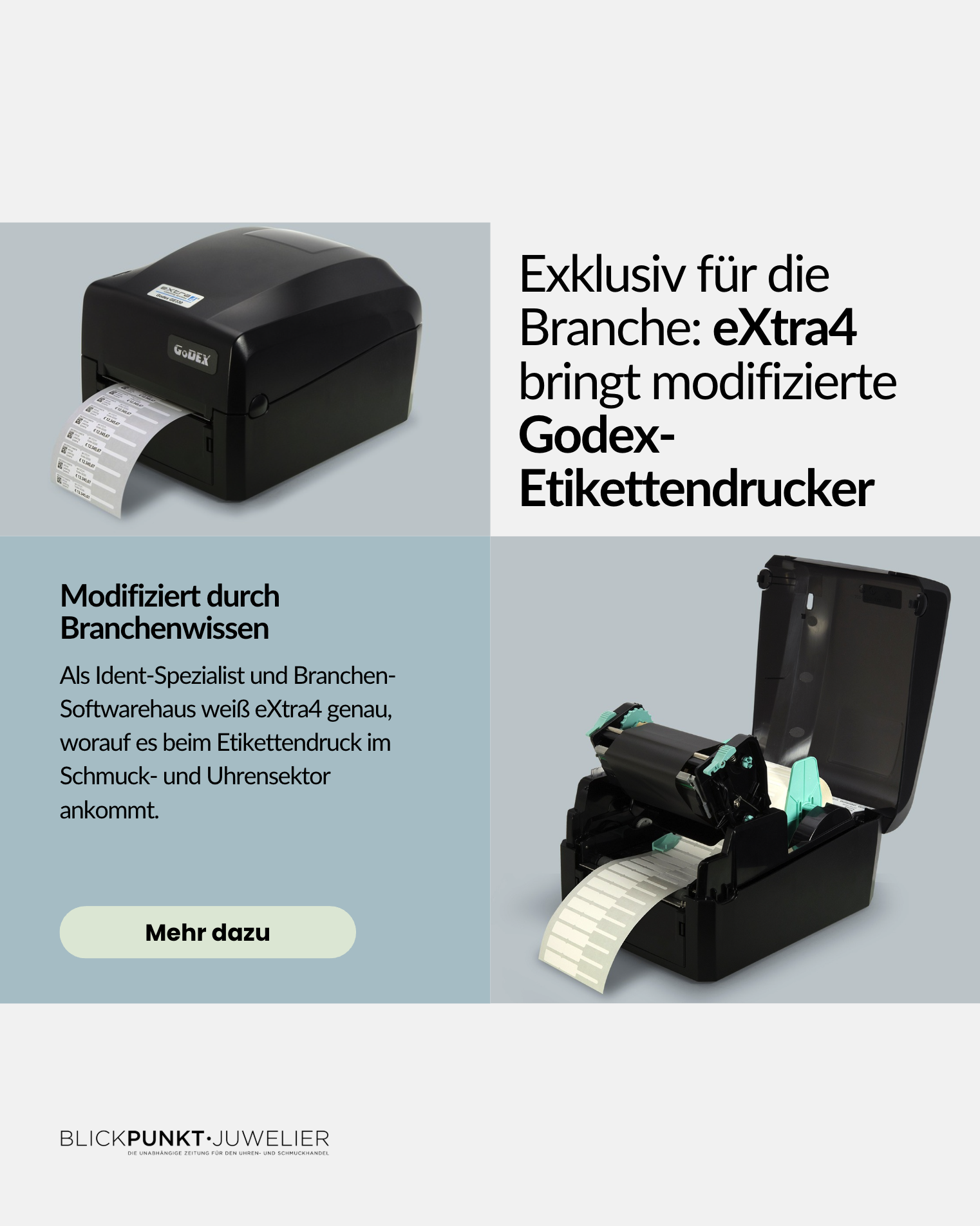 eXtra4 bringt modifizierte Godex-Etikettendrucker eXtra4 bringt modifizierte Godex-Etikettendrucker
