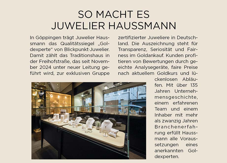 Goldfachexperte Haussmann
