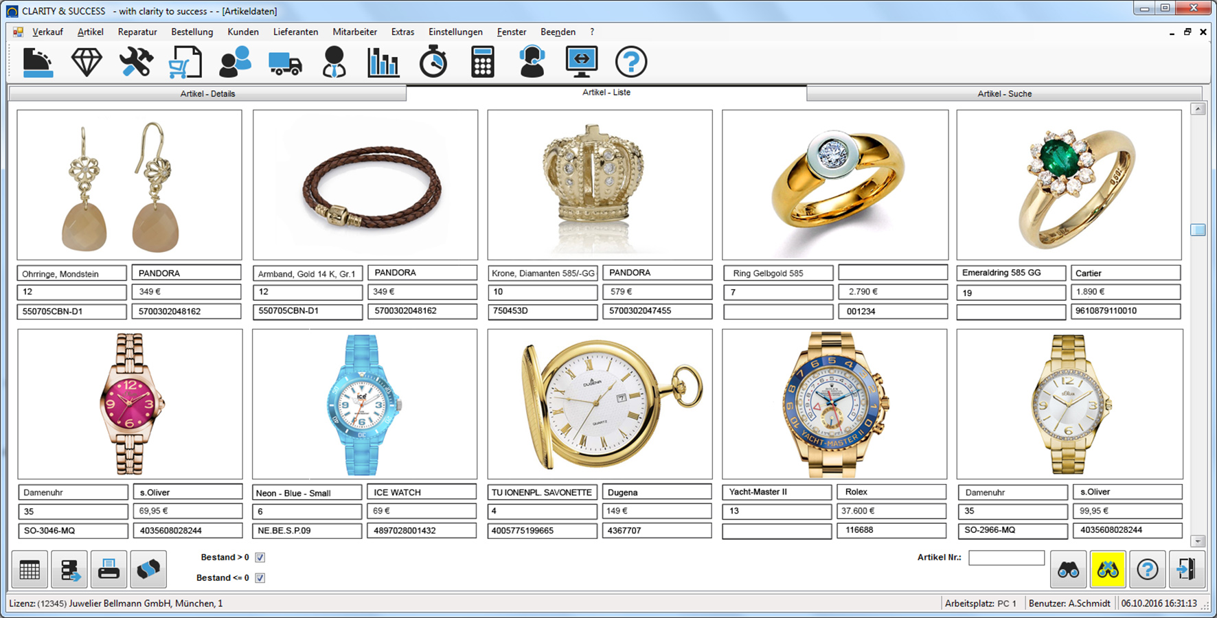 Clarity & Success_Beispiel der Artikelübersicht