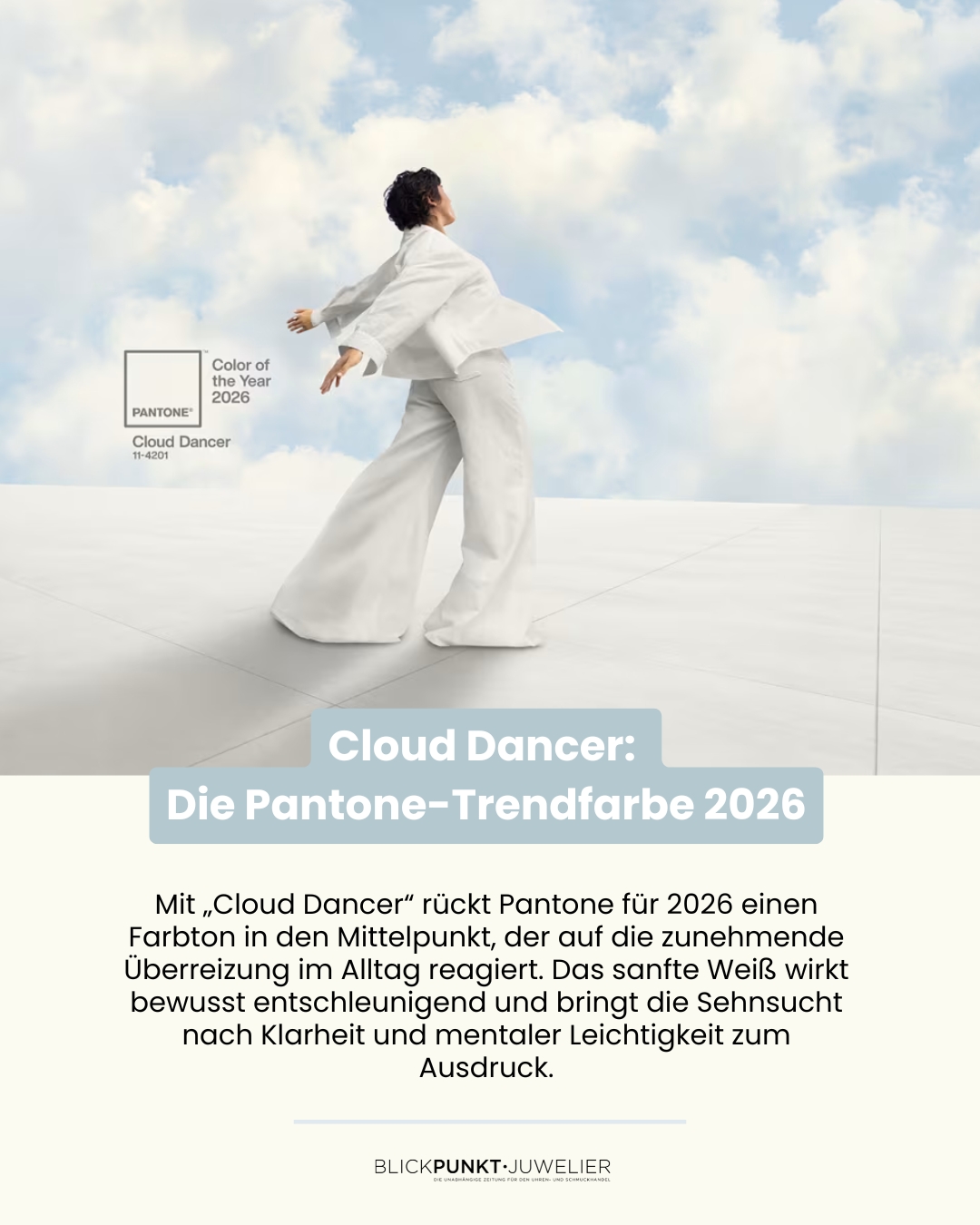 Cloud Dancer Pantone Farbe 2026 Schmuck Uhren